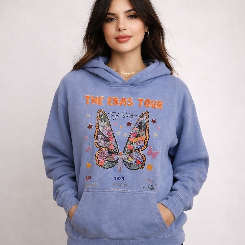 Taylor Swift The Eras Tour Merch Butterfly Cotton Pull On Hoodie XL 18/20 - Picture 2 of 8